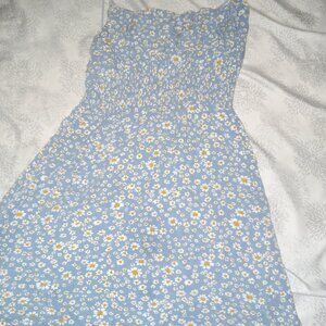 blue floral thigh length dress medium PARADISE USA